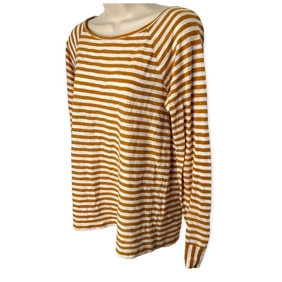 J. Crew Striped Long Sleeve Mustard Yellow Knit Top Size Small - Picture 2 of 5